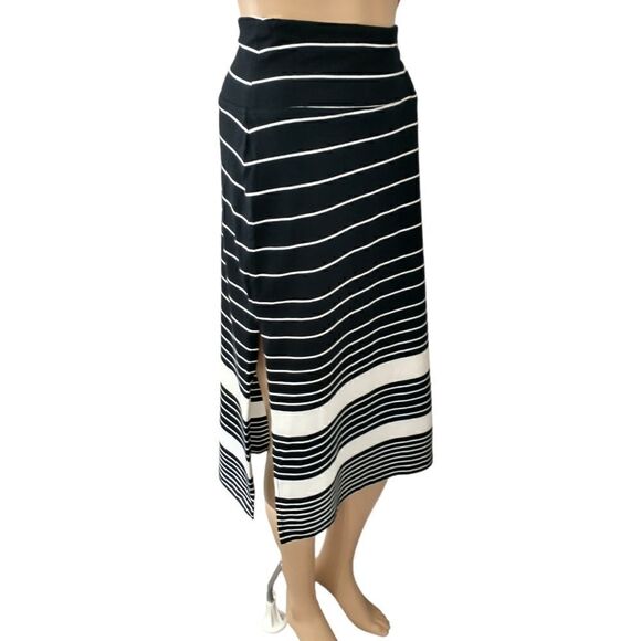 Athleta Skirt Size Xs Black White Stripe Side Slits Pull On Stretch Nautical. Co - Picture 5 of 15